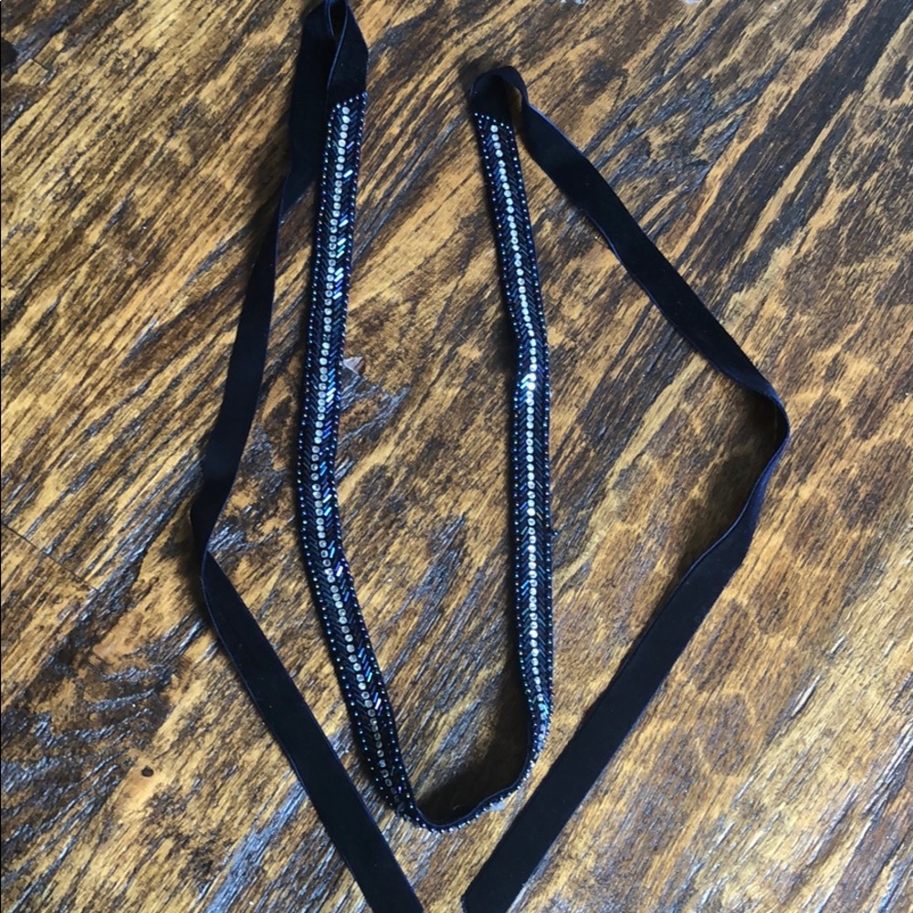 Navy beaded tie belt